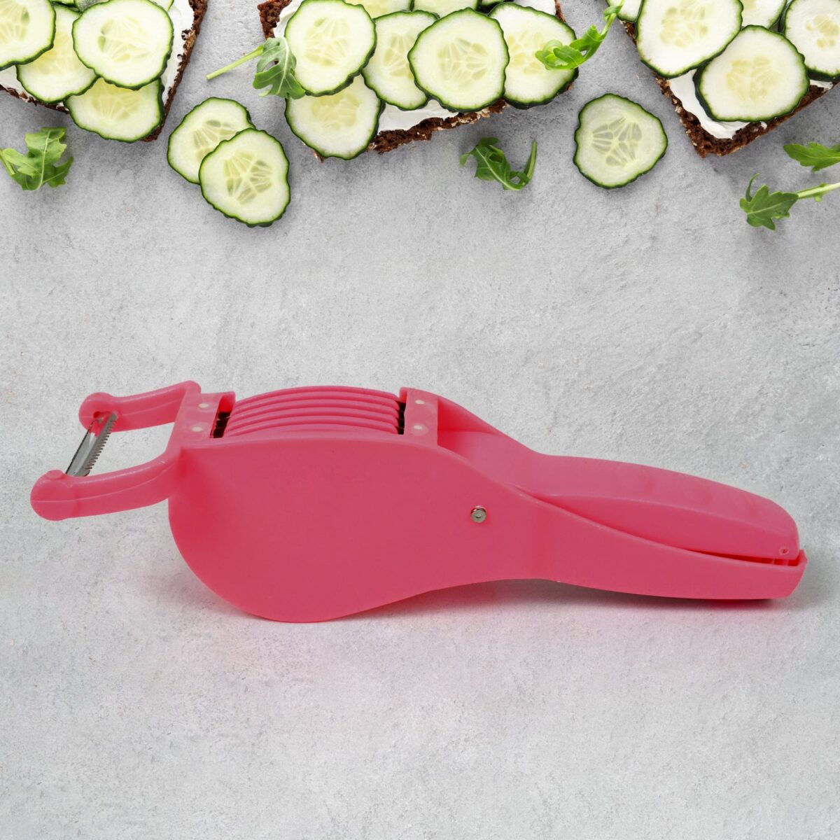 Plastic 2 in 1 Vegetable & Fruit Multi Cutter 5 Blade Vegetable Cutter with Peeler (1 Pc / Multicolor) - Image 4