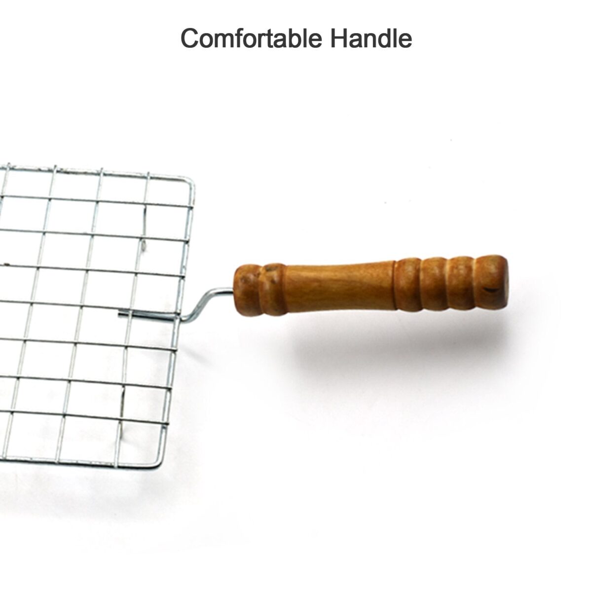 Square Stainless Steel Barbecue Grill with Wooden Handle - Image 7