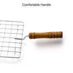 Square Stainless Steel Barbecue Grill with Wooden Handle - Image 7