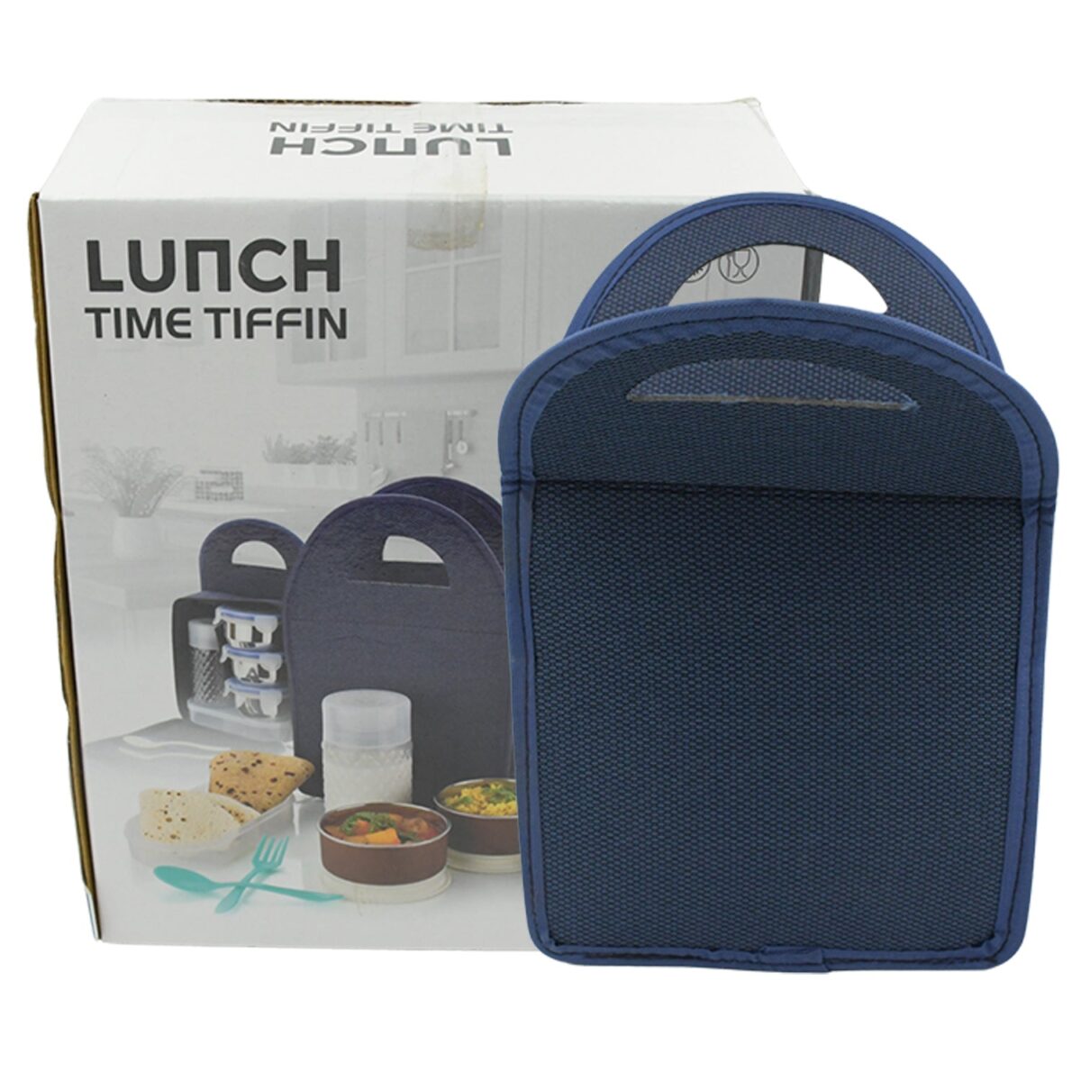 6In1 Tiffin Box-Lunch Box | 3 Stainless Steel Containers | Plastic lid Box | Spoon & Fork /Plastic Bottle | Insulated Fabric Bag | Leak Proof | Microwave Safe  for Office, College and School for Men, Women (6 pcs) - Image 4