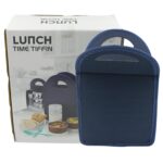 6In1 Tiffin Box-Lunch Box | 3 Stainless Steel Containers | Plastic lid Box | Spoon & Fork /Plastic Bottle | Insulated Fabric Bag | Leak Proof | Microwave Safe  for Office, College and School for Men, Women (6 pcs) - Image 4
