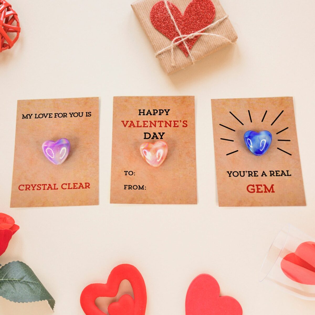 Heart-Shaped Crystal Gem Valentines with Gift Cards (24 Pc) - Image 4