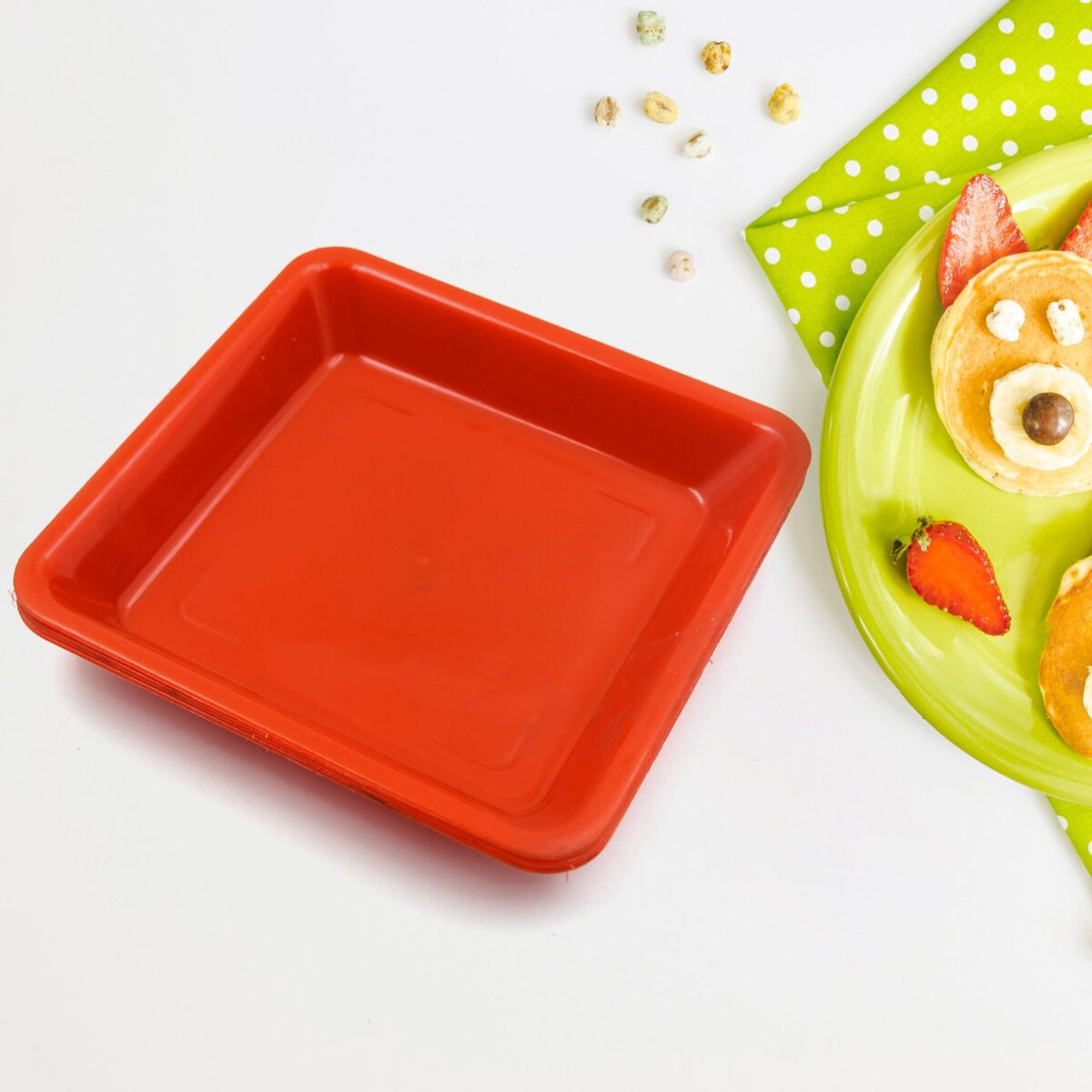 Square Plastic Halwa Dinner Plate Snacks / Breakfast, Restaurant Serving Trays Home School Coffee Hotel Kitchen Office (3 Pcs Set) - Image 5