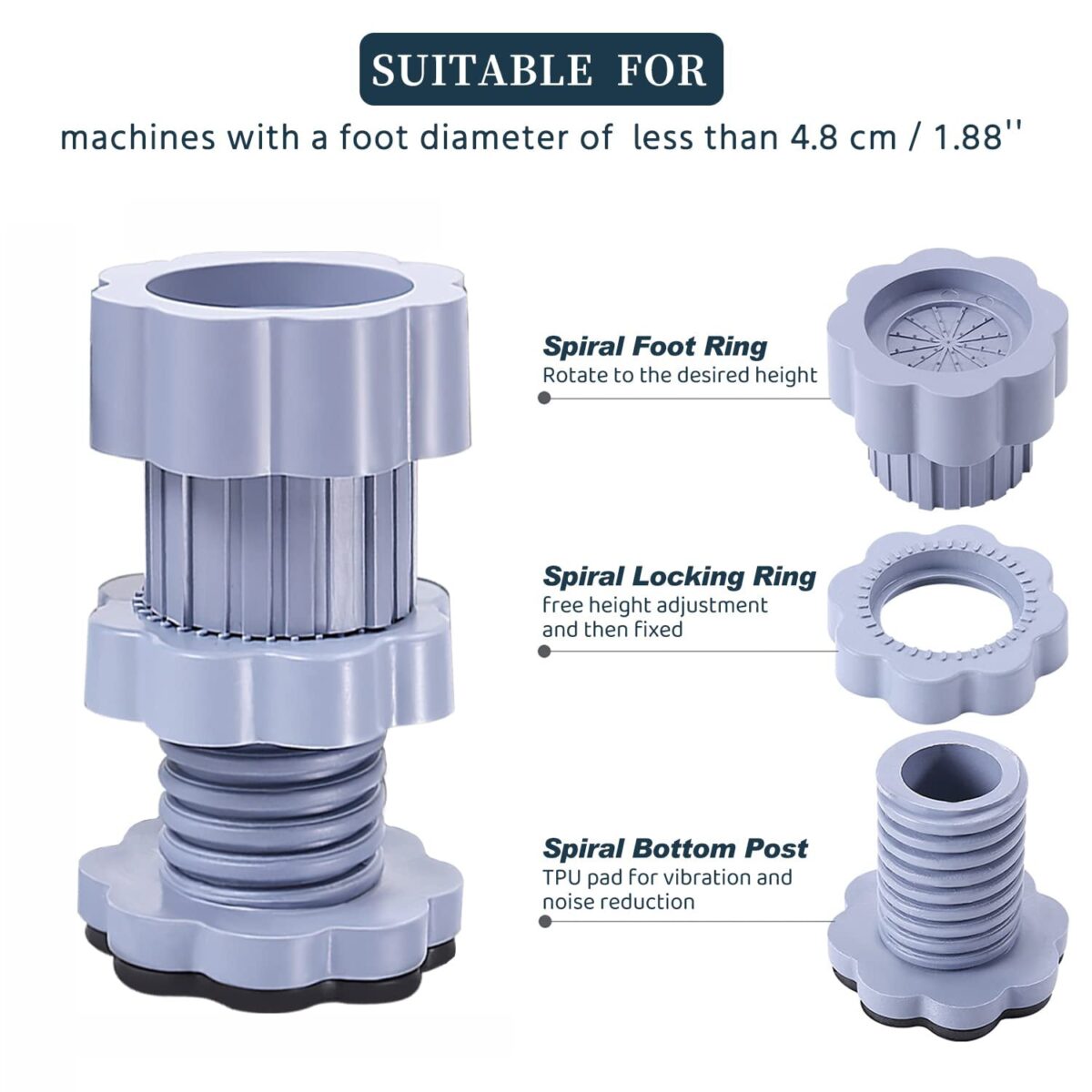 Washing machine support, anti vibration washing machine support adjustable washer anti vibrasion pads, washer & dryer pedestals,Ã‚Â Washing Machine Accessory Anti- Skid Pad PVC Lifting Pad Non-Slip ( 1 Pc ) - Image 4
