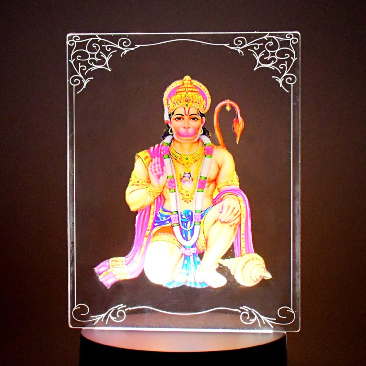 Beautiful 3D Lord Hanuman Frame with soft white light (1 Pc) - Image 1