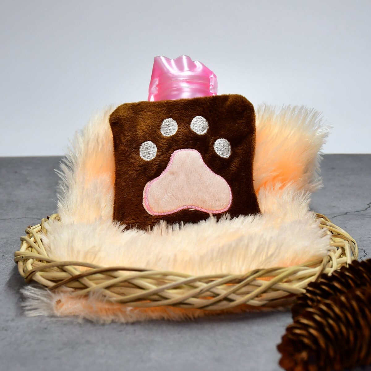 Paw Print Small Hot Water Bag with Cover for Pain Relief - Image 3