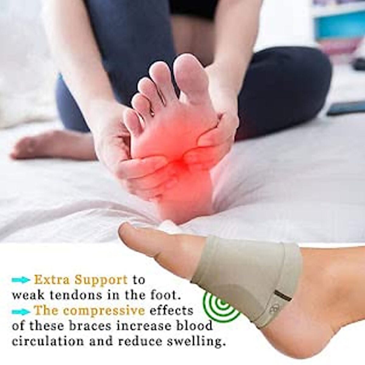 Foot Arch Support for Men & Women | Medial Arch Support for Flat Feet Correction Sleeve with Cushion | Plantar Fasciitis Leg Foot Pain Relief Product | Foot Care for Orthopedic Shoes Slippers, (1 Pair) - Image 6