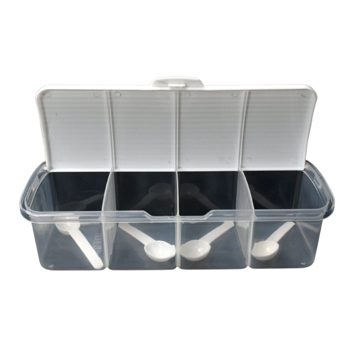 Kitchen Multipurpose Air-tight 4 Sections Storage Containers / Masala BoxÃ‚Â Pickle (Achar) Jar with 4 spoon for each section (1 Pc / Mix Color) - Image 4