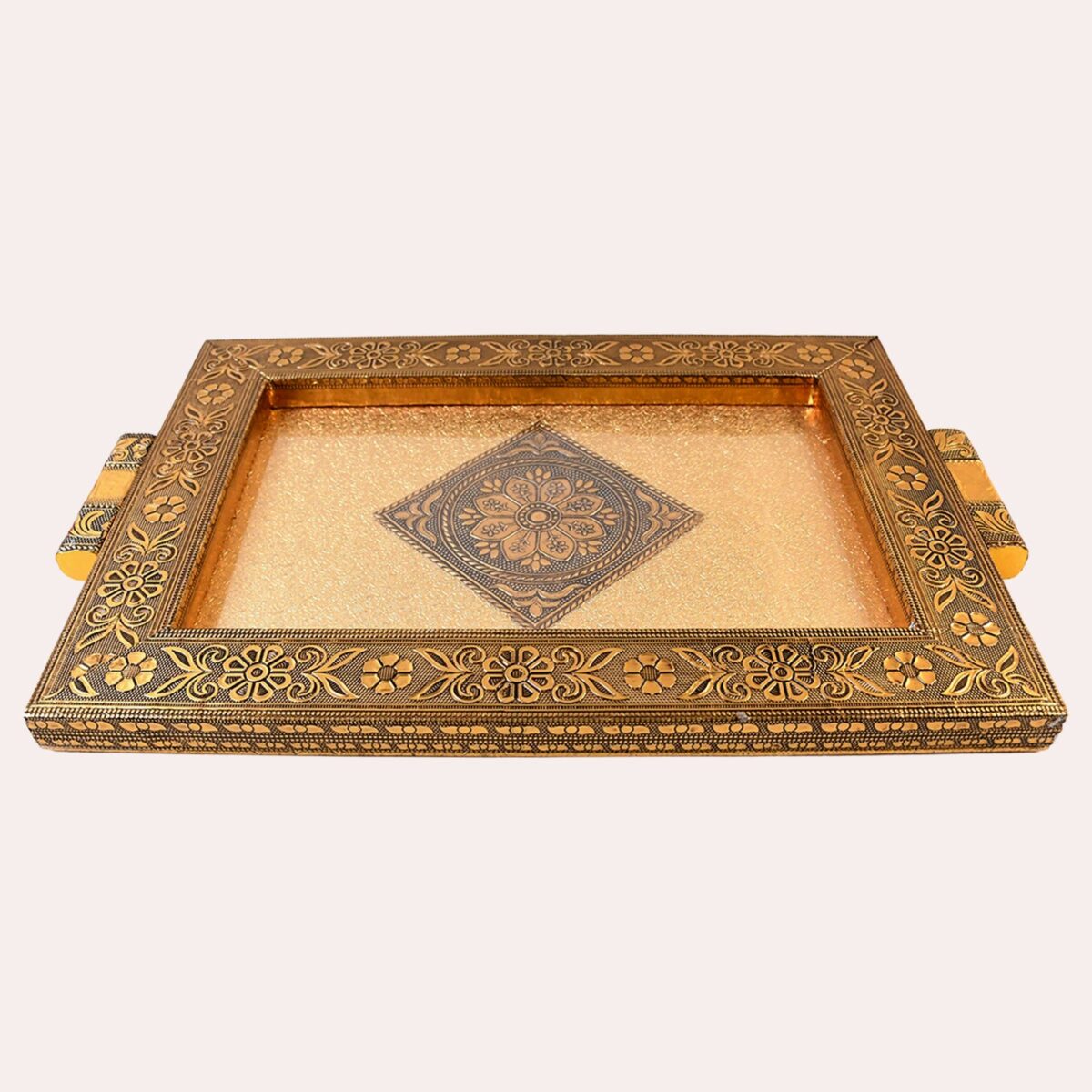 Premium Antique-Style Rajwadi Decorative Serving Tray Ã¢â‚¬â€œ 40x26 cm - Image 4