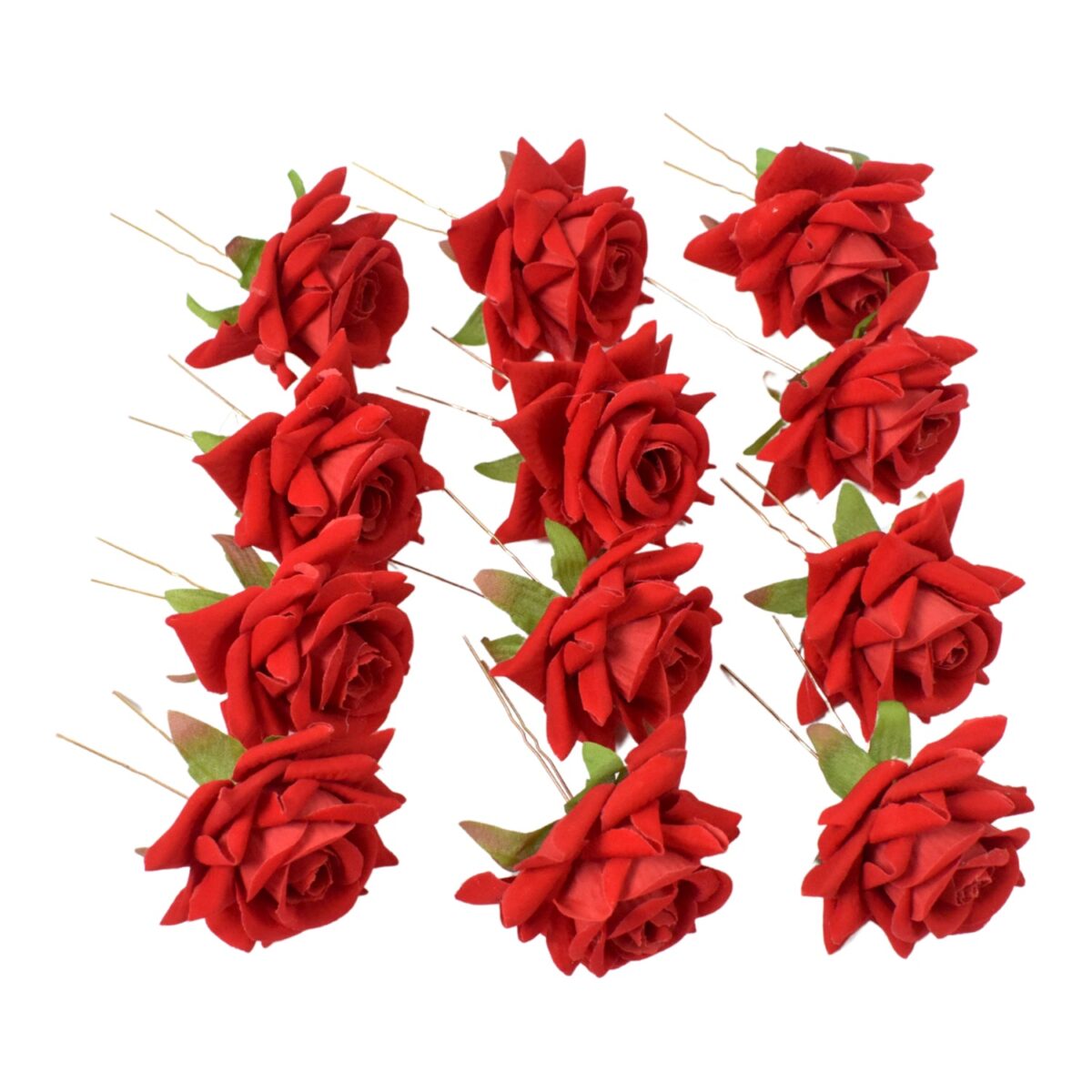 Hair Clip Red Rose Bridal Hair Pins Rose (12 Pcs Set / Red Color Only), Hair accessories - Image 6
