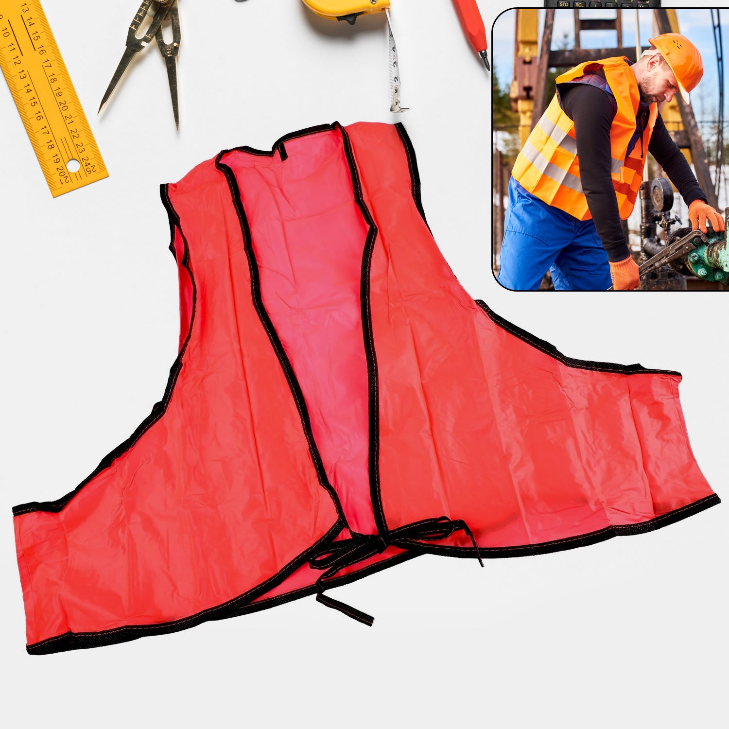 05_86f0cfbc-b969-46aa-b4cf-55e6dcec85af.jpg Economy PVC Safety Vest ââ¬â Soft Vinyl, Tie Closure, High Visibility - Image 1