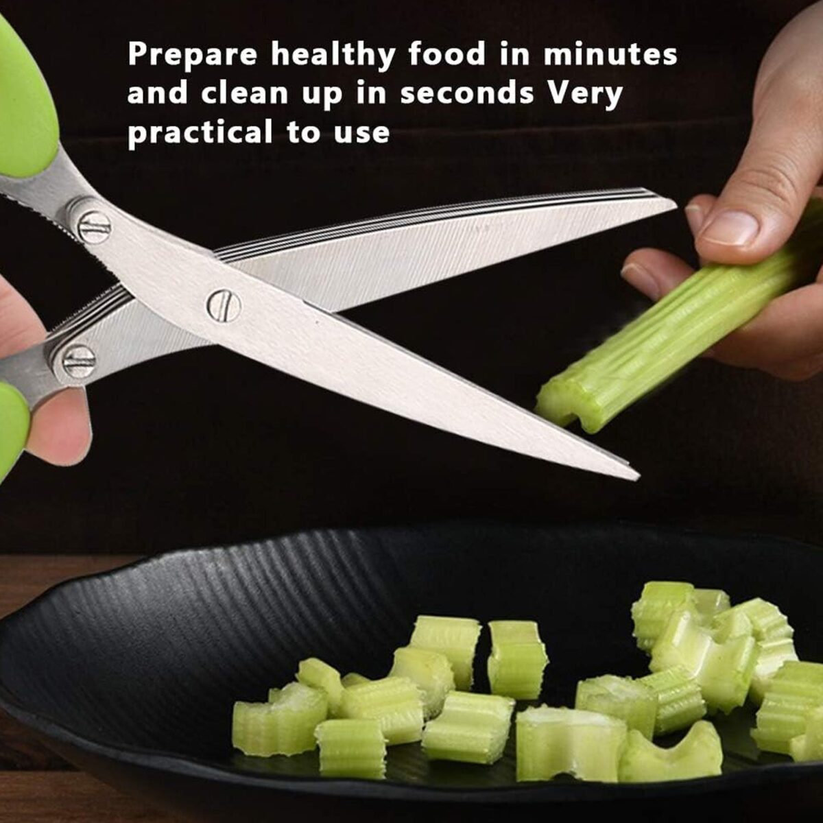 Multifunction Vegetable Stainless Steel Herbs Scissor with 3 Blades - Image 6