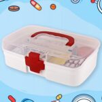 3-Compartment First Aid Box - Portable Medicine Storage with Detachable Tray & Transparent Lid - Image 4