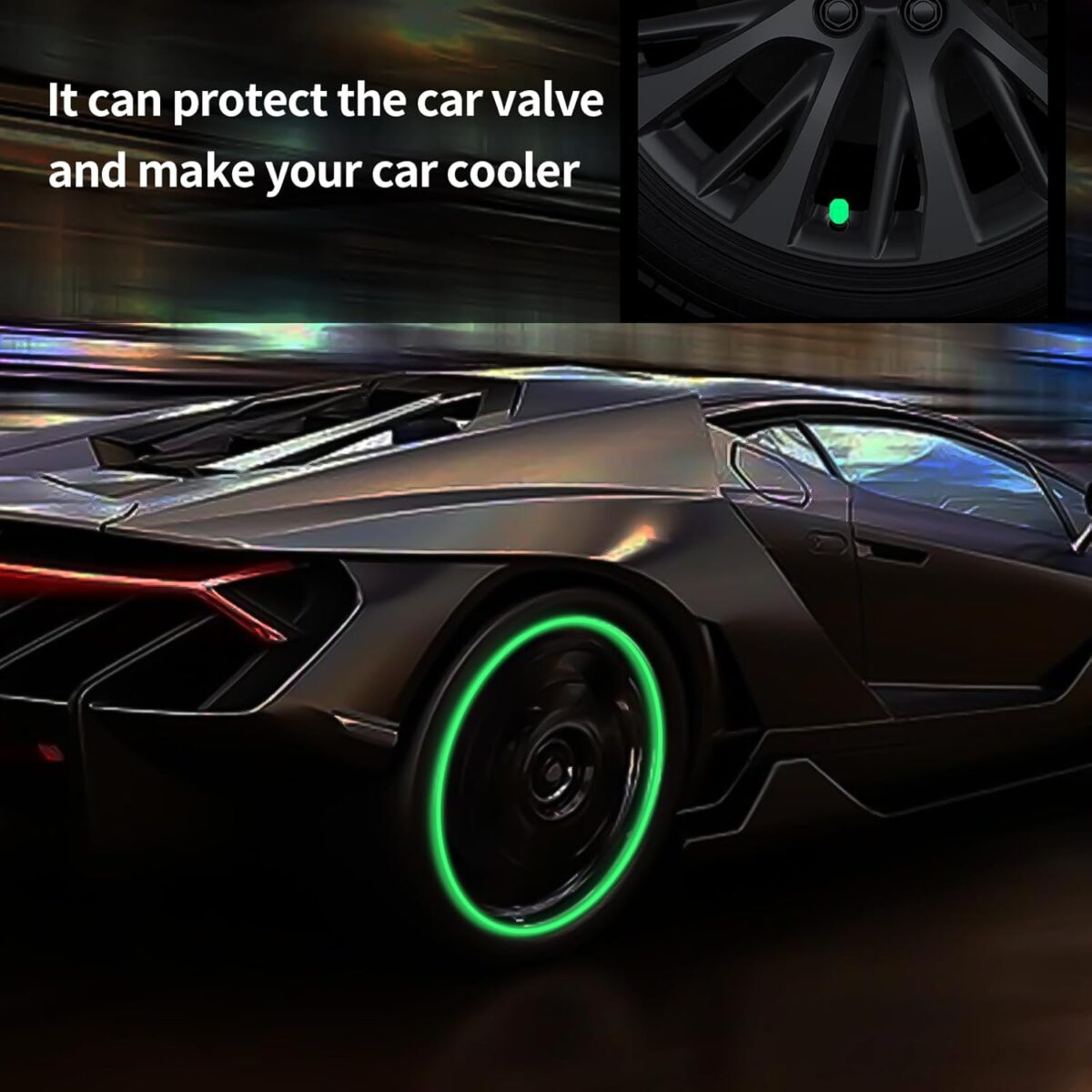 Tyre Valve Caps Luminous Glow Car Tire Valve Cap Covers vaal cap (4 Pcs Set) - Image 3