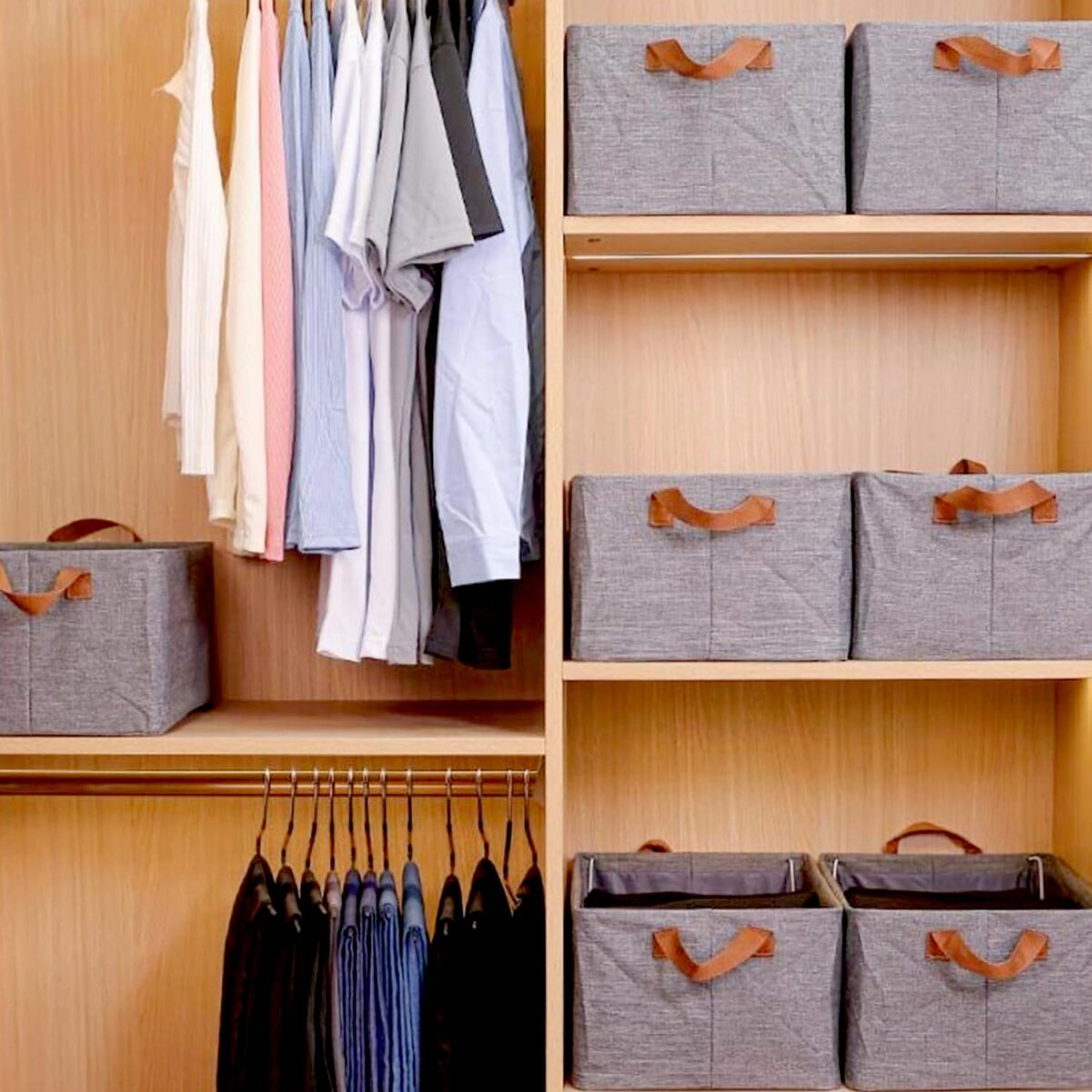FOLDABLE STORAGE BOX HANDLES, COTTON AND LINEN STORAGE BINS AND BASKETS ORGANIZER FOR NURSERY, CLOSET, BEDROOM, HOME (45 Cm) - Image 5