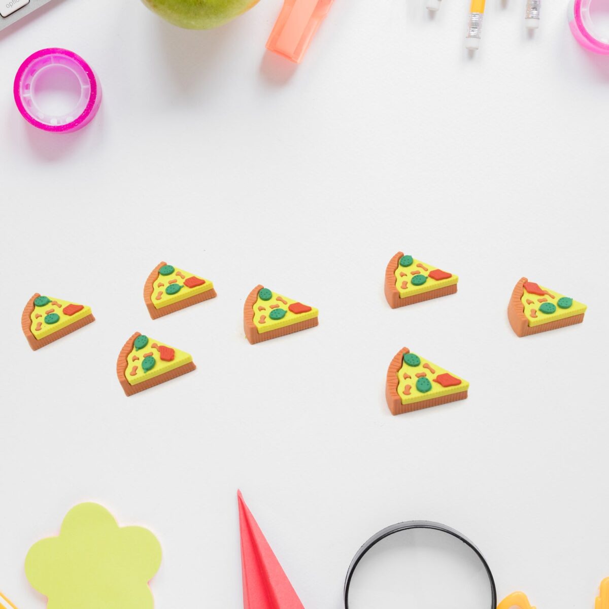 3D Pizza Slices Eraser Set Ã¢â‚¬â€œ Fancy & Colorful Stationery for Kids & Gifts (7 slice) - Image 5