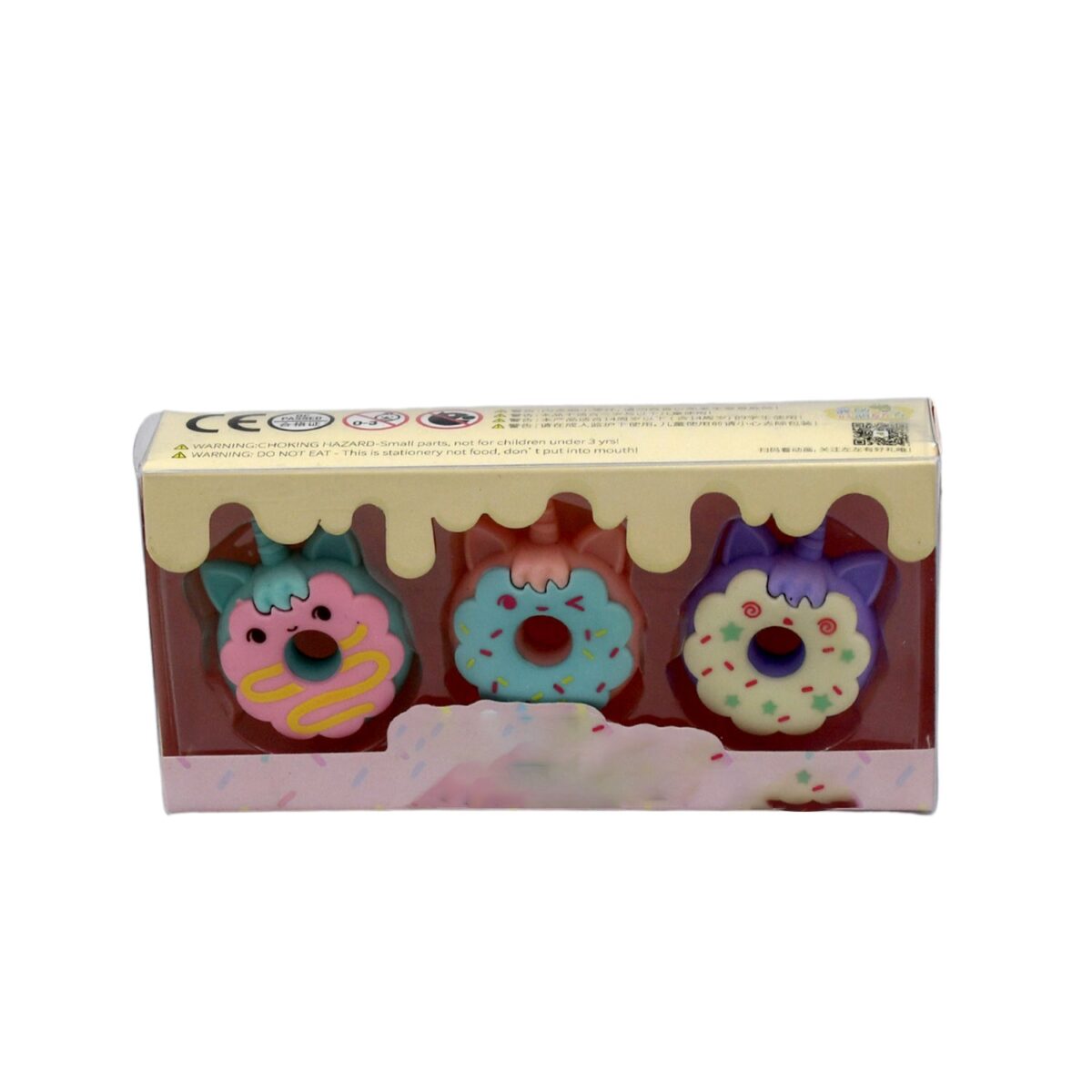 Tree Small Sized Cartoon Themed Non-Toxic Donut Erasers, School Stationery | for Kids - Boys & Girls | Birthday Gift |Return Gift (3pc Set) - Image 4