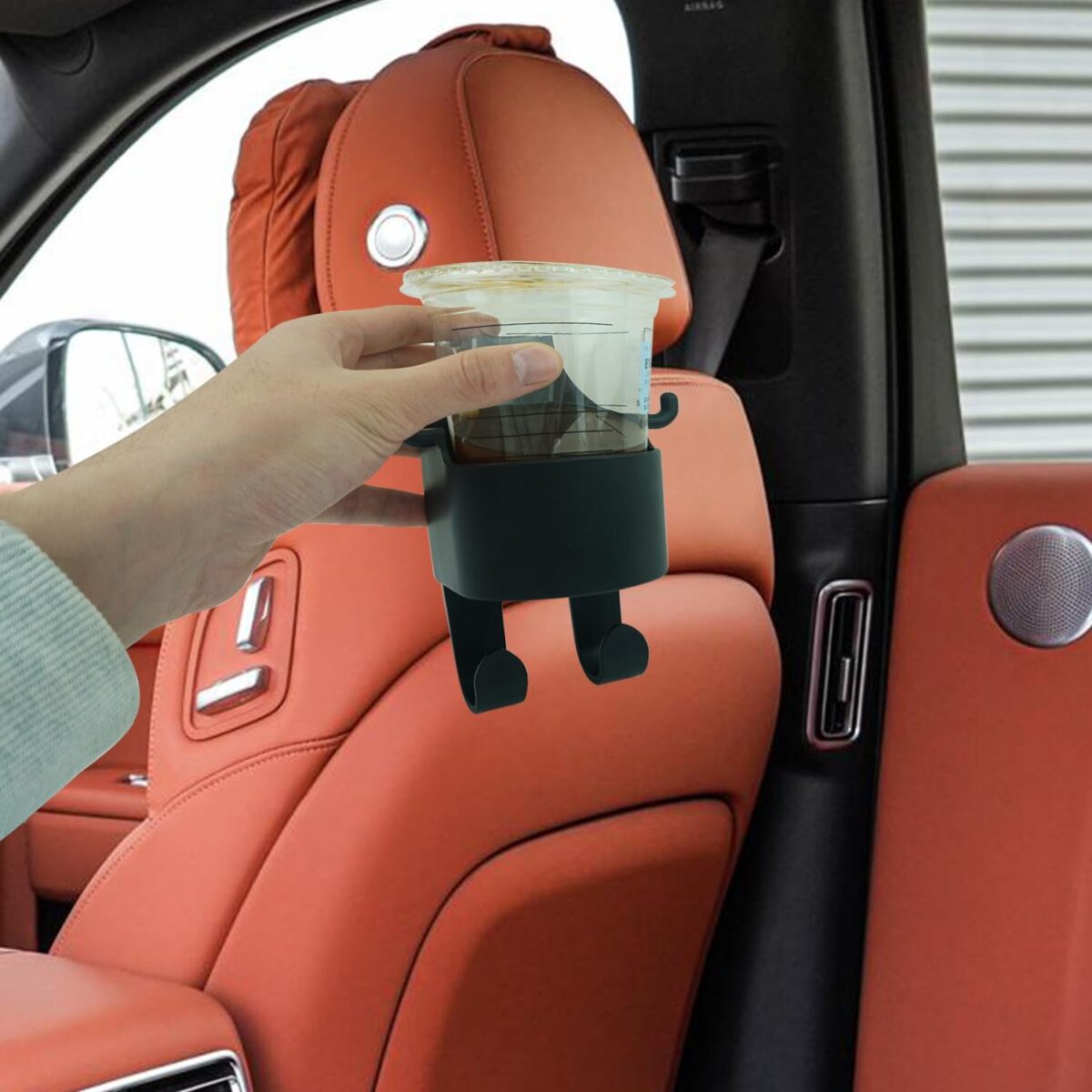 Car Headrest Backseat Organizer, 3 in 1 Automotive Cell Phone Drink cupholder Adapter with Headrest Hooks for Kids and Adults, Multifunctional Storage for Car Travel Accessories - Image 8