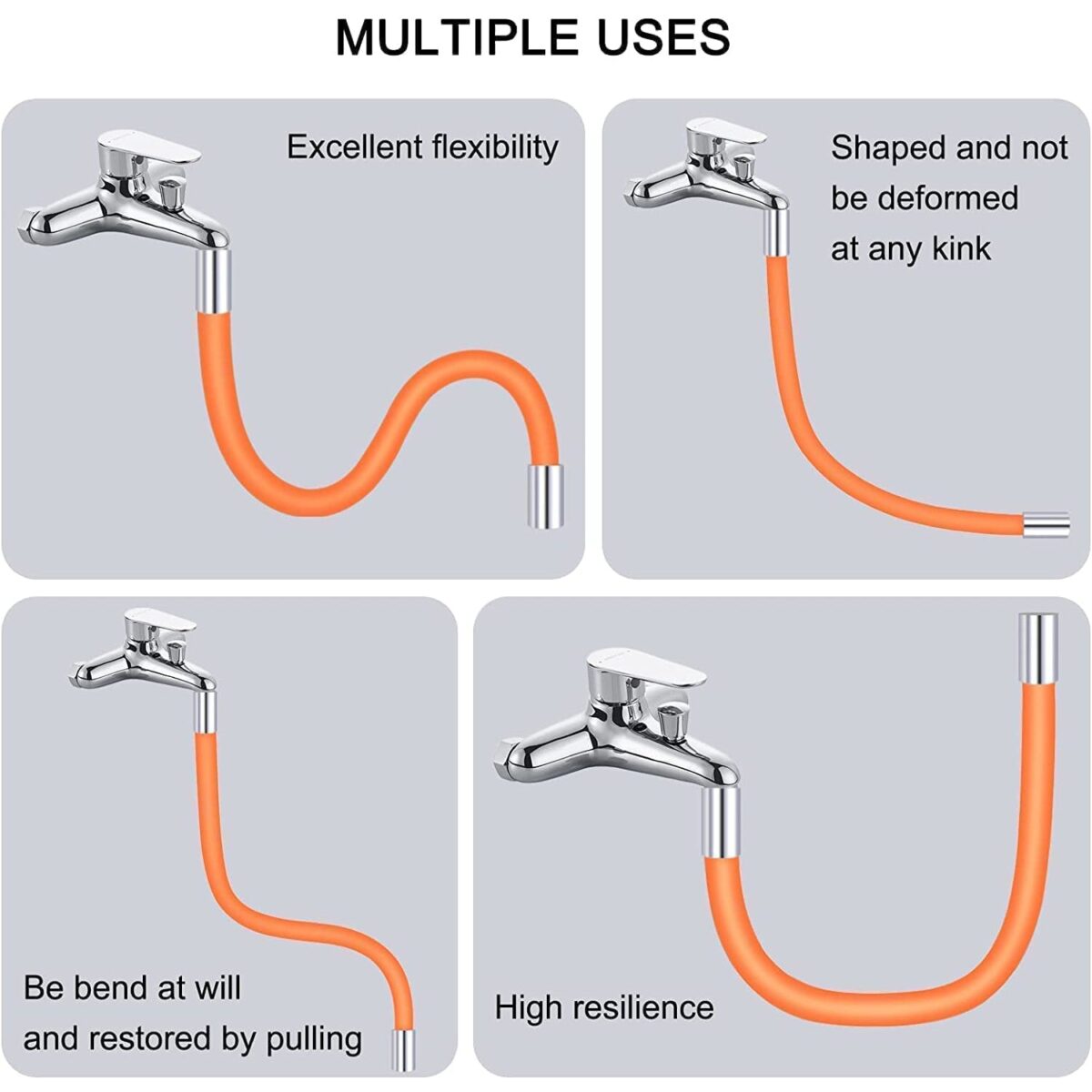 Flexible Water Tap Extender, 360Ã‚Â° Bending Faucet Extension Tube with Connector (18cm) - Image 7