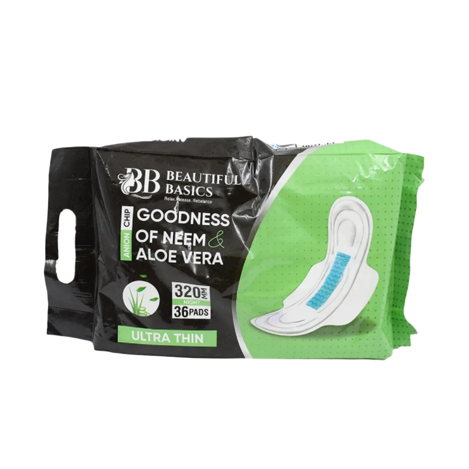 05_d5f525cf-43ca-4398-b539-a44a07499f6a.jpg Sanitary Pads for Women With Goodness of Neem & Aloe Vera | Ultra Thin | Leakage Protection | PH Balance | With Antibacterial Anion Chip | 5X More Absorbance (320 mm / 36 Pads) - Image 1