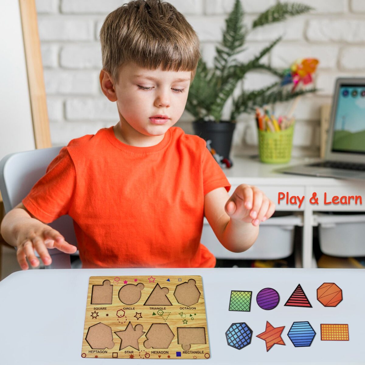 Wooden Triangles Puzzle Learning Educational Board (1 Set / 28Ãƒâ€”20 Cm) - Image 4