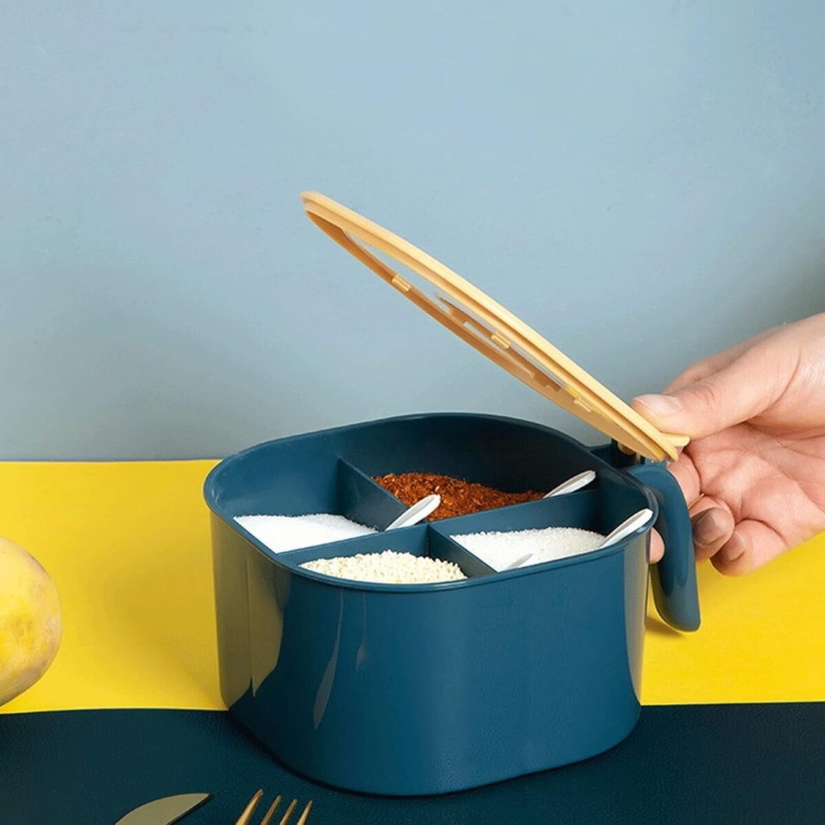 Fancy 4-Section Masala Box for Kitchen Storage (Spice Container) - Image 8