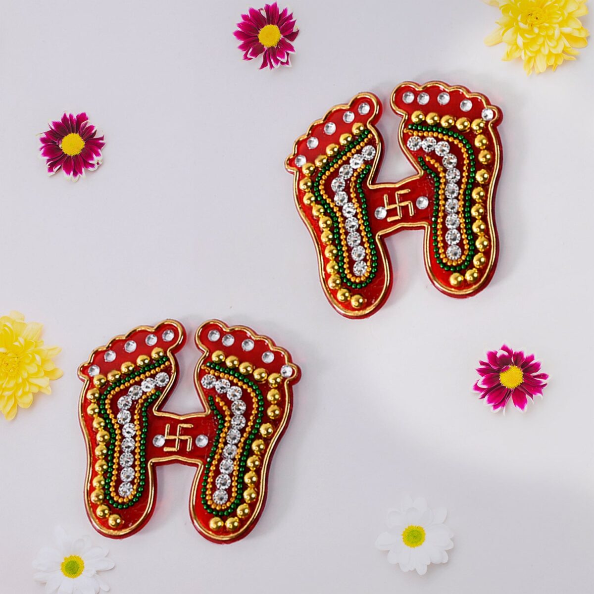 Decorative Laxmi Charan Paduka Sticker Set (Pack of 2 Pc) - Image 1