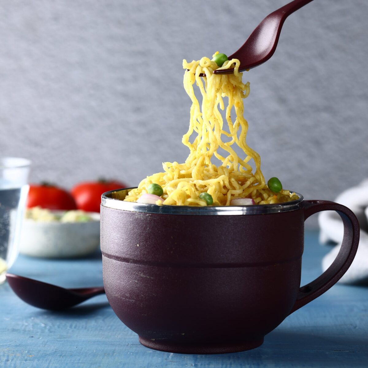 Noodles & Soup Bowl with Spoon and fork Handle Spoon Holder, Stainless Steel Bowl and Spoon Set, Stainless Steel Storage - Image 7