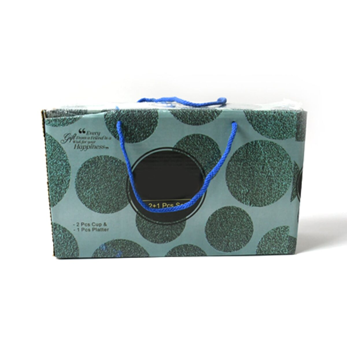 Ceramic Tea/Coffee Cup Set - Alpino 3-Piece with 2-Compartment Serving Platter (BPA-Free) - Image 4