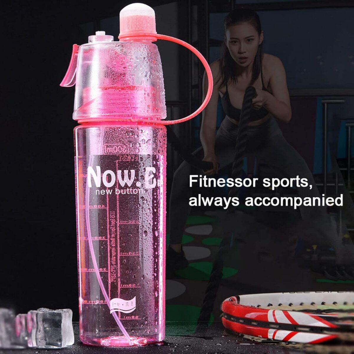Plastic 2 In 1 Mist Spray Water Bottle (Multicolor / 400 ML / 1 Pc) - Image 3