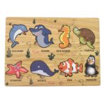 Seawater Animal Wooden Puzzle Learning Educational Board (1 Set) - Image 5