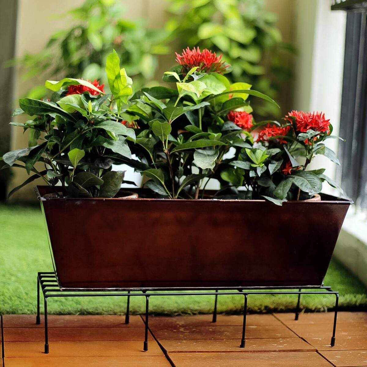 Metal Rectangle Flower plant stand for balcony (60Ãƒâ€”20 Cm / 2 Pc Set) - Image 7