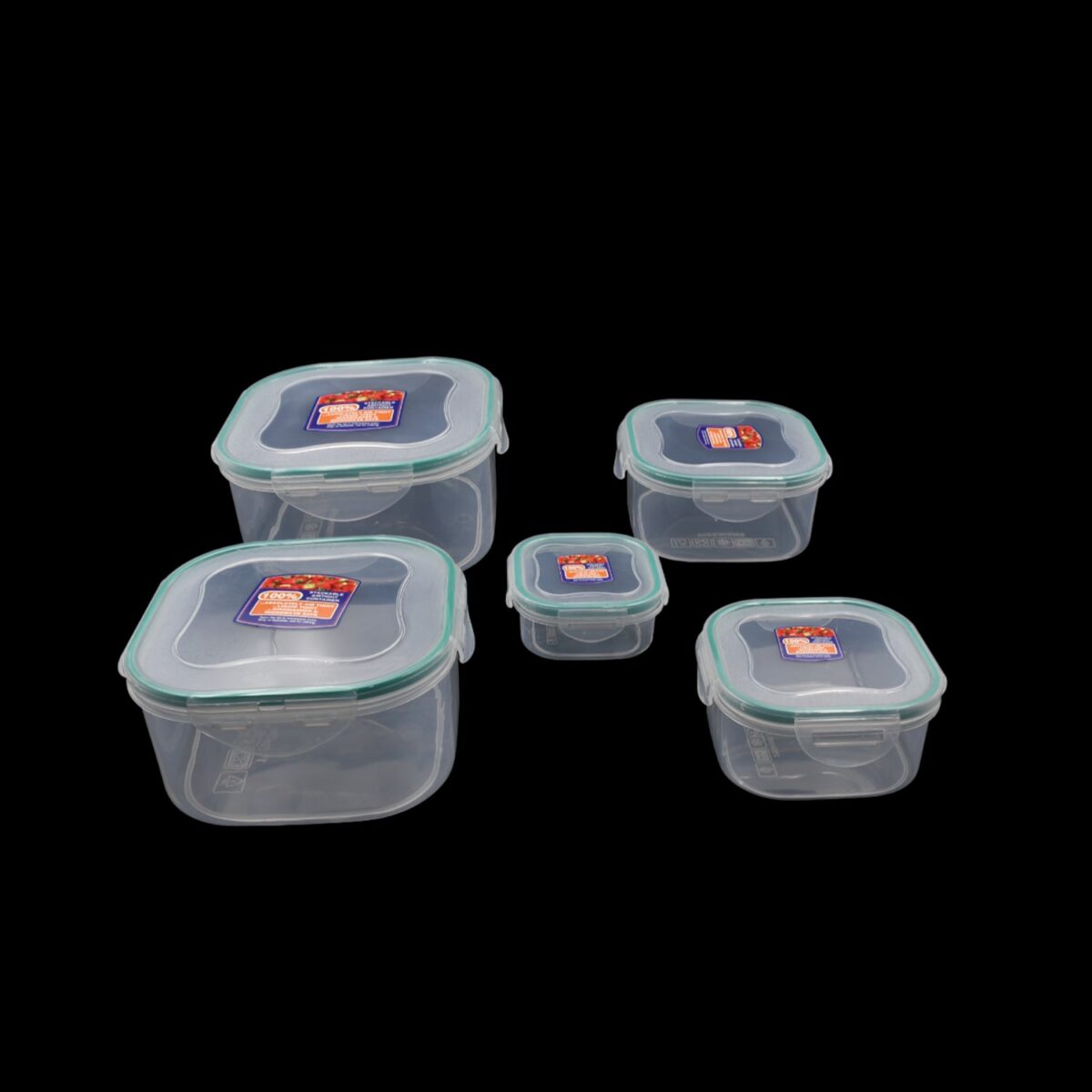 Kitchen Storage Containers Set Ã¢â‚¬â€œ Fridge Storage, Plastic Organizer, Snap-Seal Lunch Box (5 Pcs Set) - Image 7