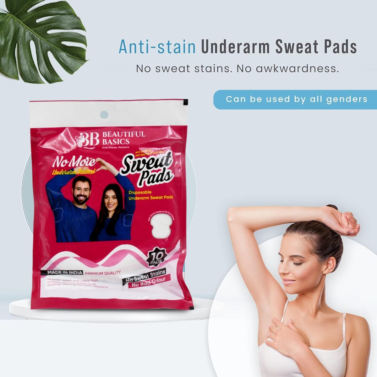 Underarms Sweat Pads Disposable Highly Absorbent Pads Cotton Anti-Allergic Anti Bacteria Anti Smell Underarm Perspiration Pad For Men And Women (Pack of 10) - Image 5