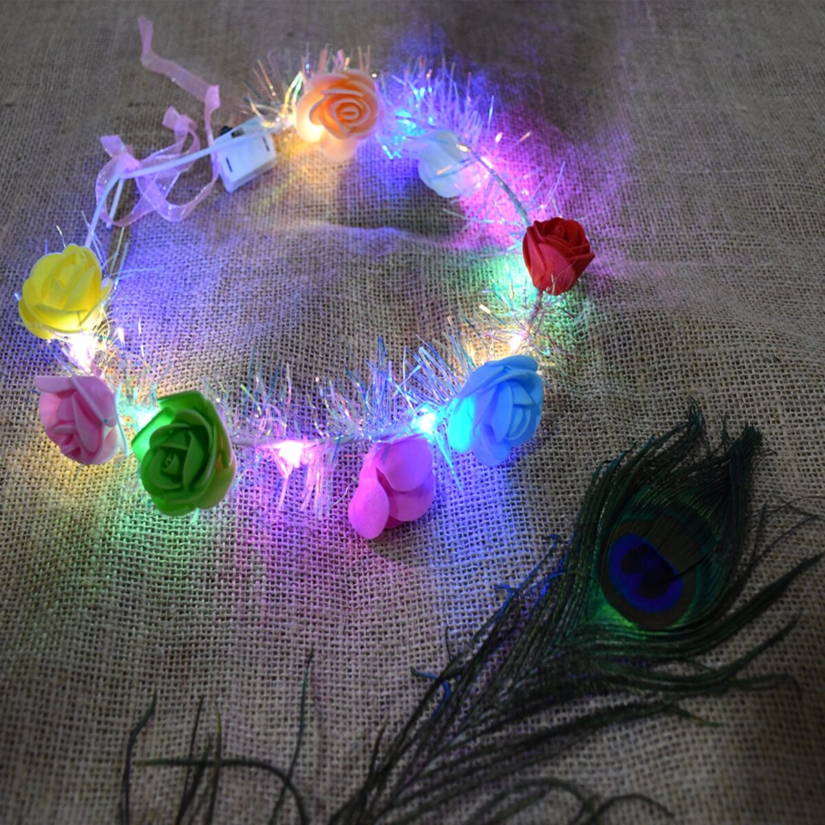 LED Flower Crown Headband Ã¢â‚¬â€œ Multicolor Light-Up (1 Pc), Hair accessories - Image 7