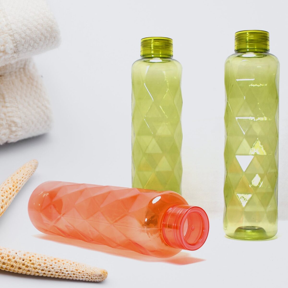 3Pc Set Diamond Cut Bottle Used for storing water and beverages purposes for people. - Image 4