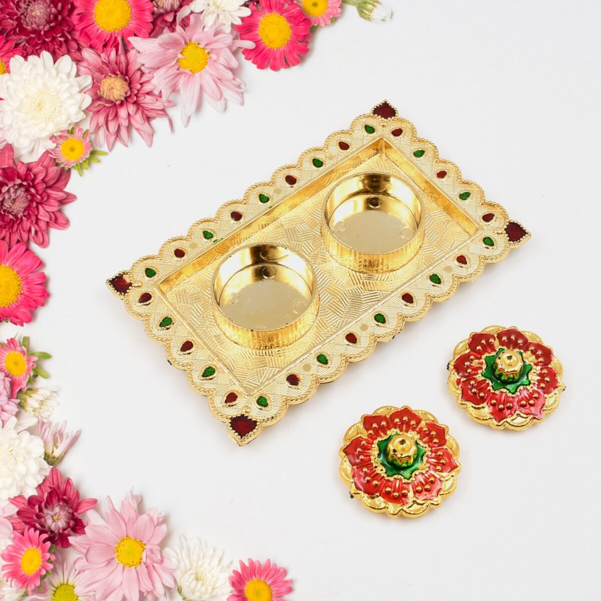 Tray Shape Special Puja Thali (1 Pc / Mix Design) - Image 3