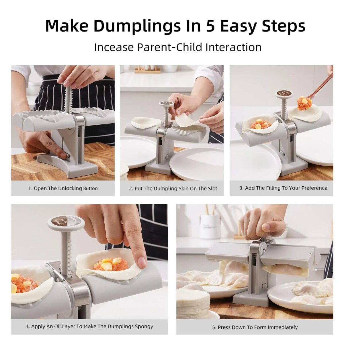 Double-Head Dumpling Maker Mold Ã¢â‚¬â€œ Press Two Dumplings at Once (Brown Box) - Image 5