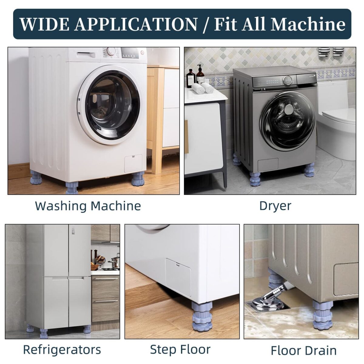Washing machine support, anti vibration washing machine support adjustable washer anti vibrasion pads, washer & dryer pedestals,Ã‚Â Washing Machine Accessory Anti- Skid Pad PVC Lifting Pad Non-Slip ( 1 Pc ) - Image 3