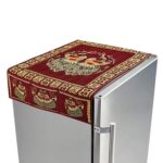 Cotton Fridge Top Cover Set - Standard, Appliance Covers Fridge Dustproof Cover with Peacock Deign 6 Utility Side Pockets Fridge Cover For All types Fridge Refrigerator Use (100x60CM)