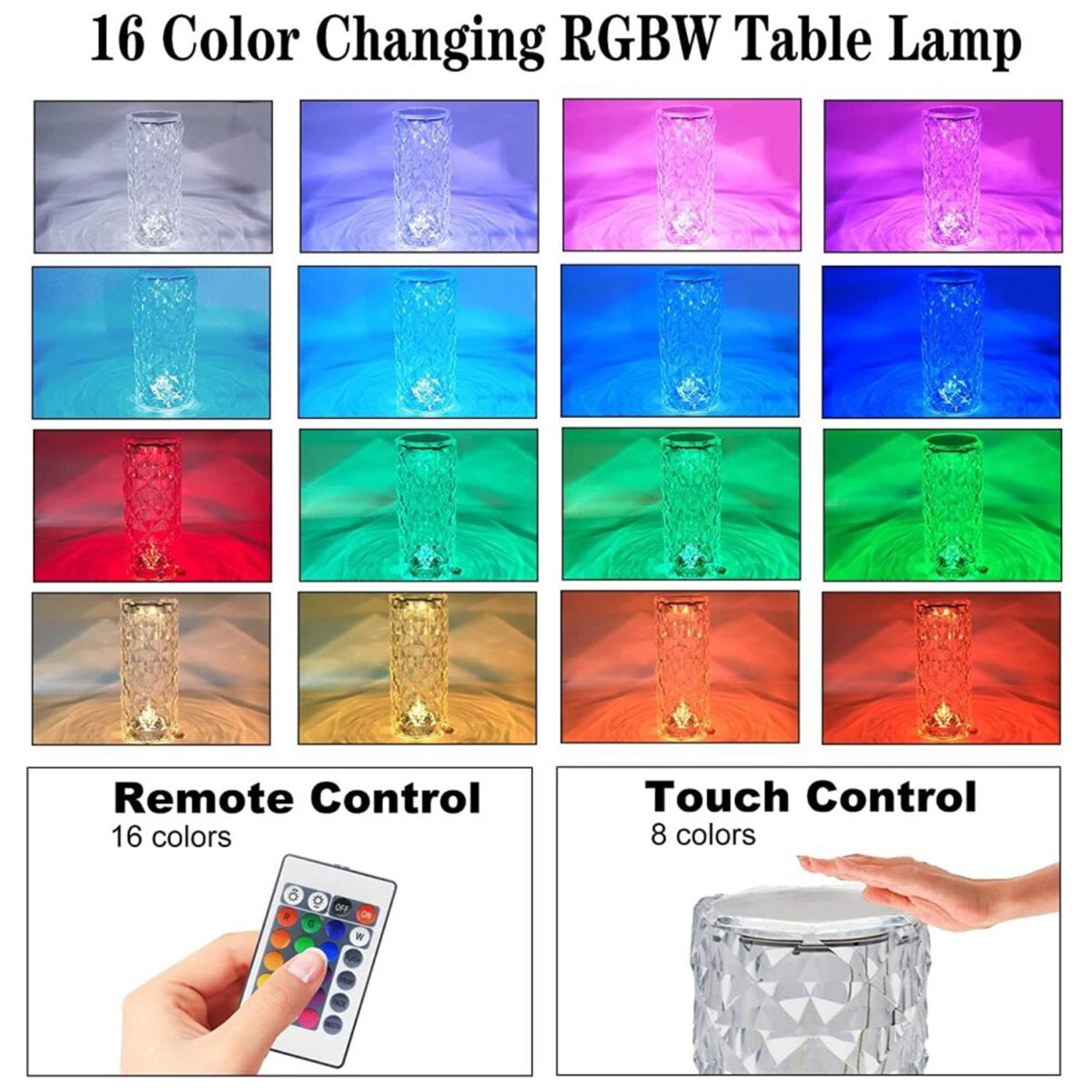 Crystal Touch Night Light for Bedroom Decor (16 Colors, Remote, USB) - Image 9
