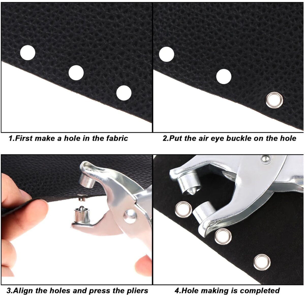Grommet Setting Tool with 25 PCS Gold Eyelets Grommets Steel Hole Punch Setter Kit for Leather, Canvas, All Fabrics Men and Women Clothes, Shoes, Belts, Crafts - Image 7