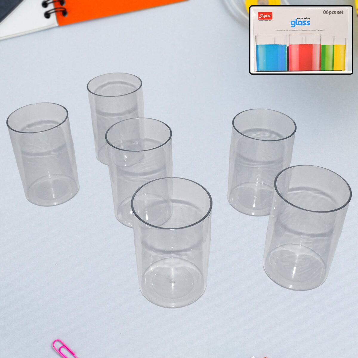 Apex Everyday Plastic Glass Set Ã¢â‚¬â€œ 6 Pieces Lightweight & Unbreakable - Image 1