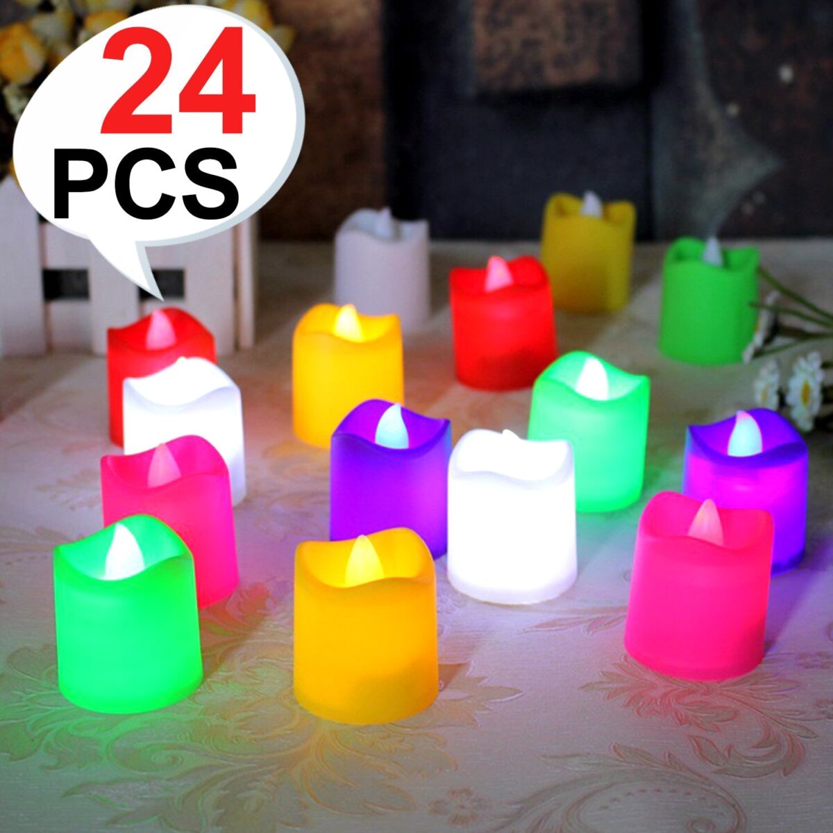 Festive Lighting for Any Occasion: 24 Pack LED Tealight Candles (Multicolor) - Image 7