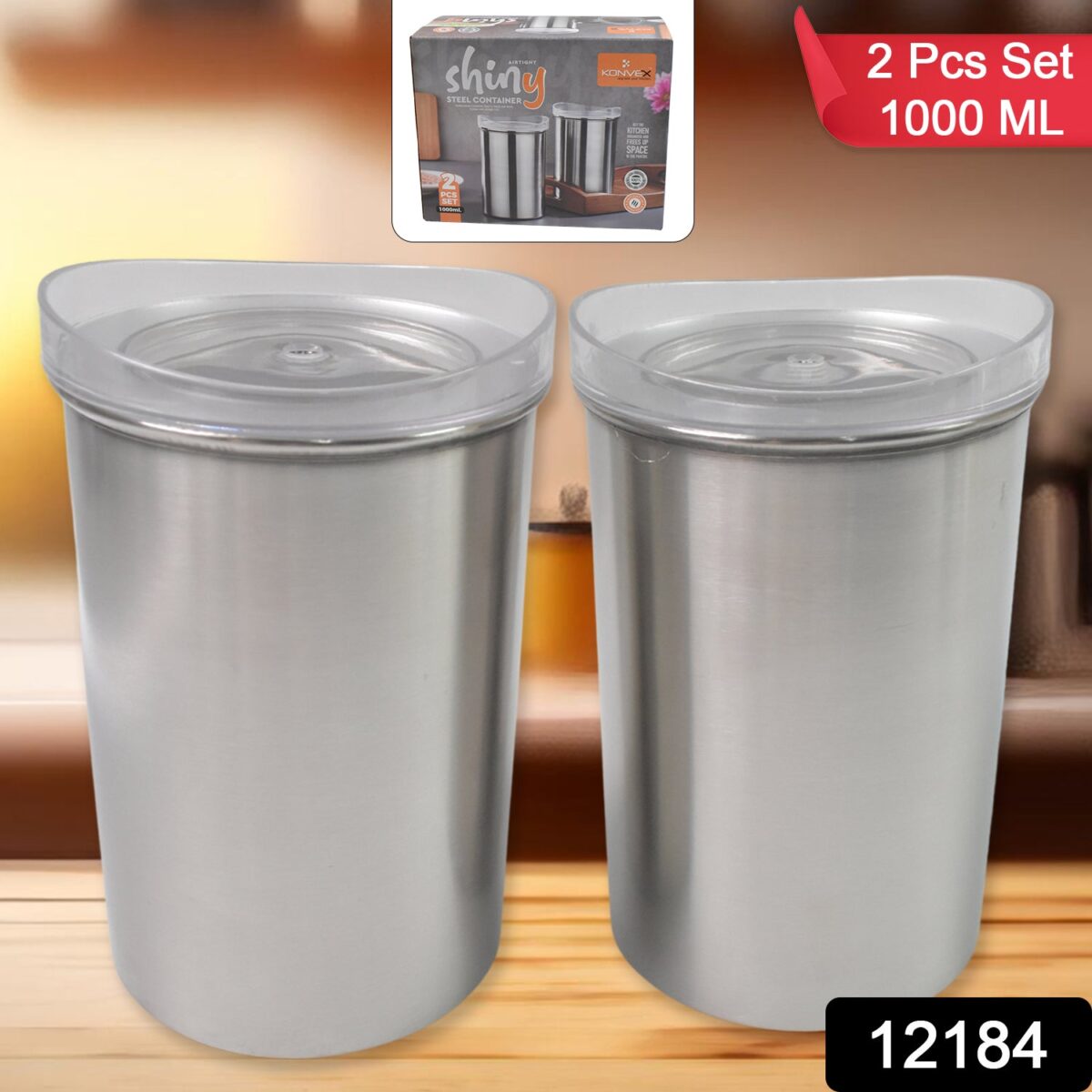 Multipurpose Stainless Steel Airtight Containers with See Through Lid (2 Pc Set / 1000 ML) - Image 2