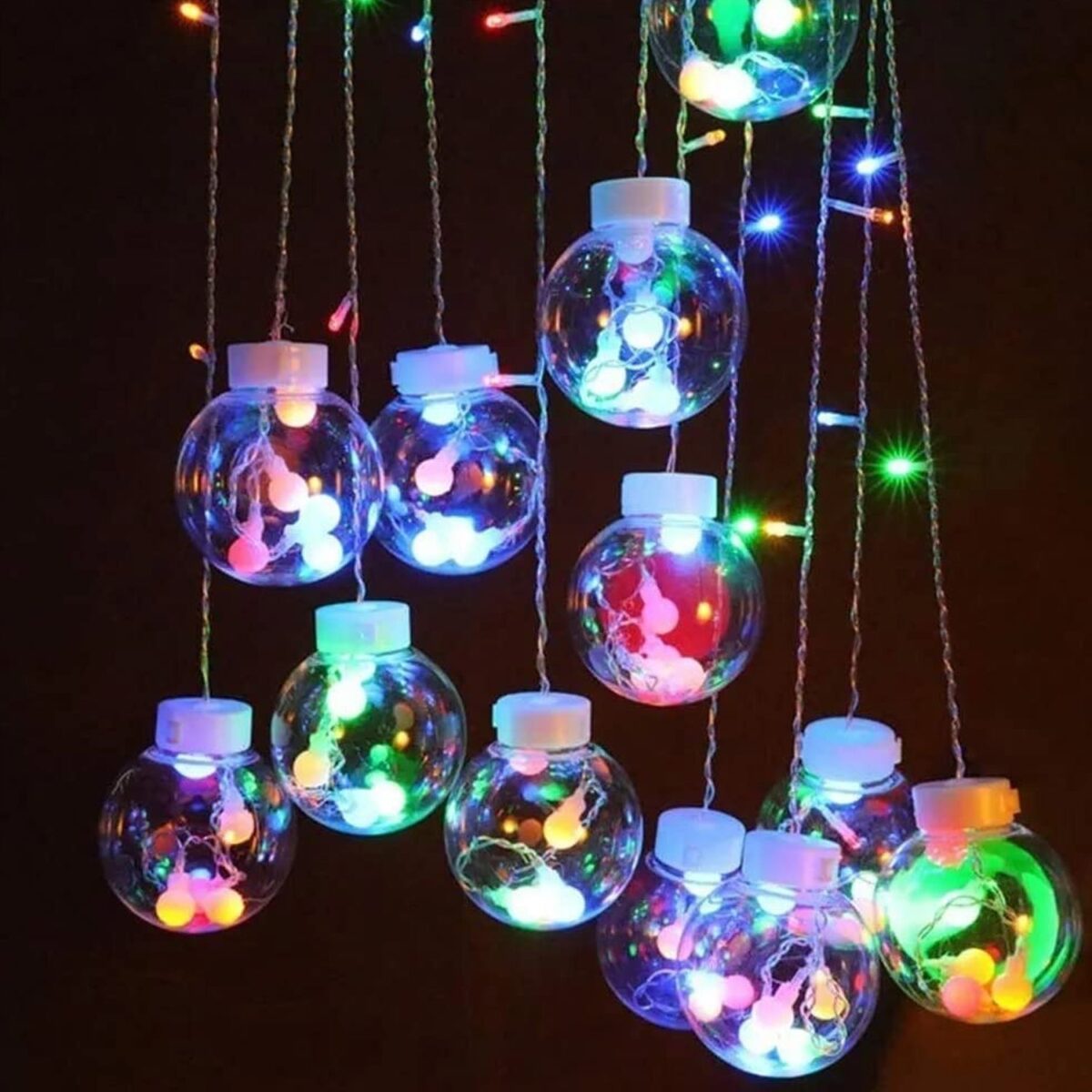 12  Wish Balls Window Curtain String Lights with 8 Flashing Modes Decoration for Home Decoration, Diwali & Wedding LED Christmas Light Indoor and Outdoor Light ,Festival Decoration (Plastic, Multi Color) - Image 3