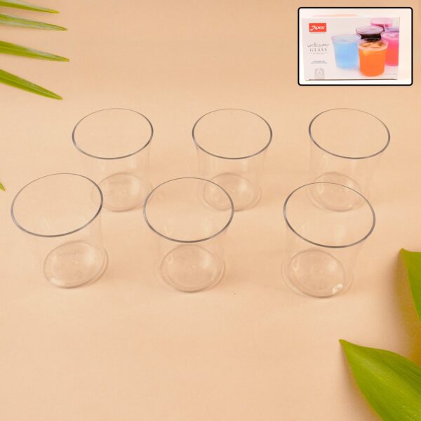 Apex Welcome Plastic Glass Set for Daily Use â€“ Set of 6