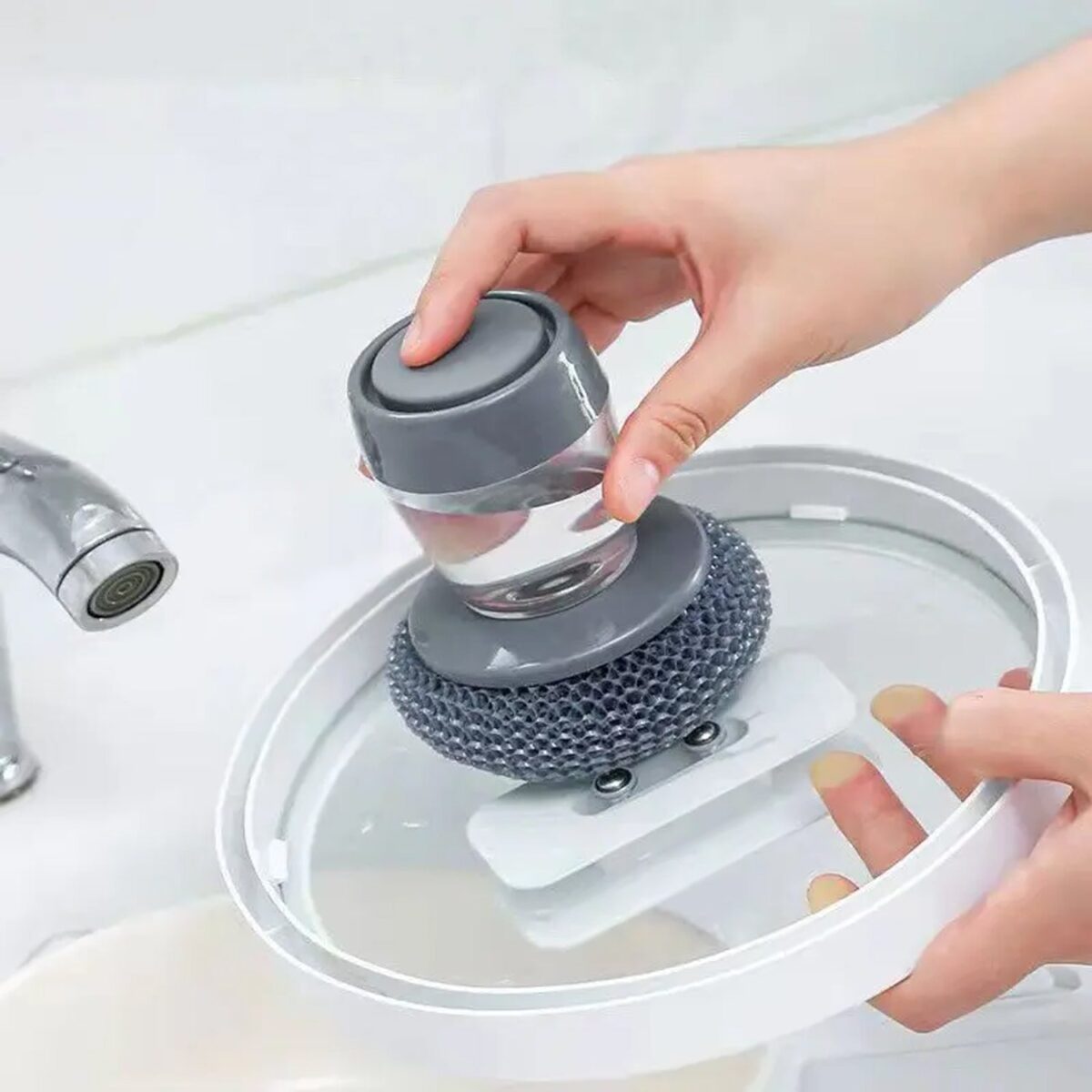 Soap Dispensing Dish Brush (1 Pc): Palm Brush, Kitchen Cleaning - Image 4