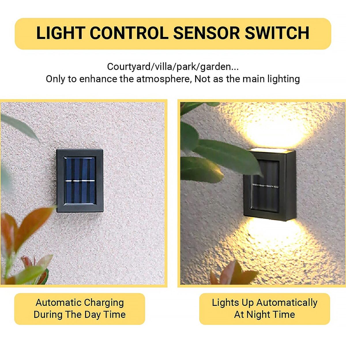 Solar Wall Lights Small Fence Lights Solar Powered Up Down LED Porch Light Garden Lights Outdoor Solar Landscape Lights WaterProof Light (1 Pc) - Image 3