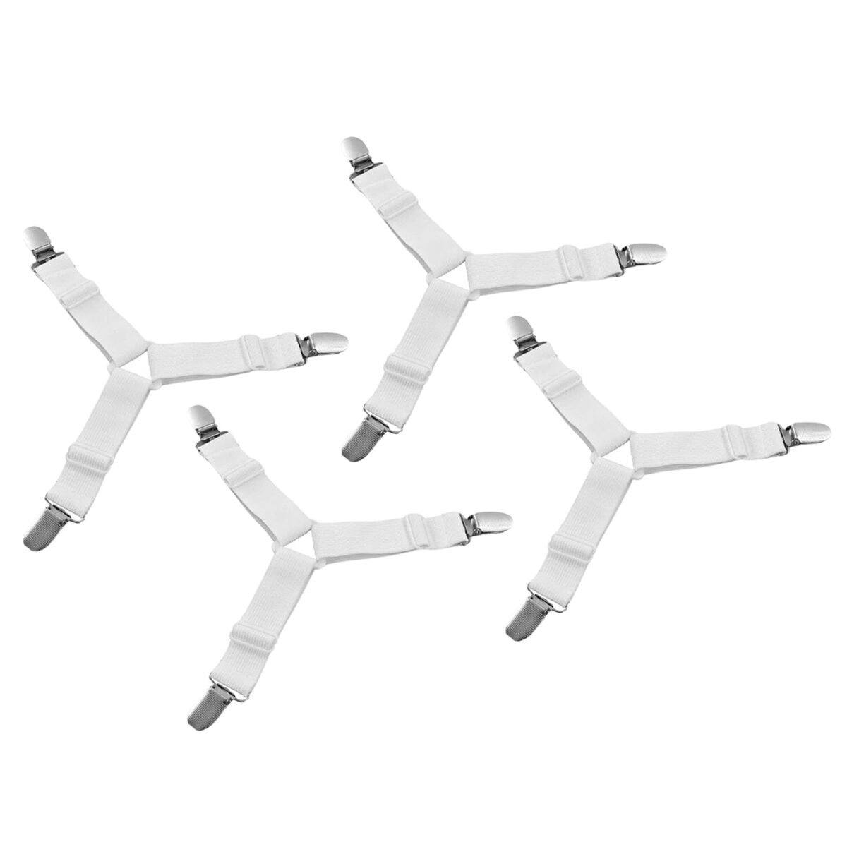 Adjustable Triangle Elastic Suspenders Gripper Holder Straps Clip for Bed Sheets (4 Pc) - Image 1